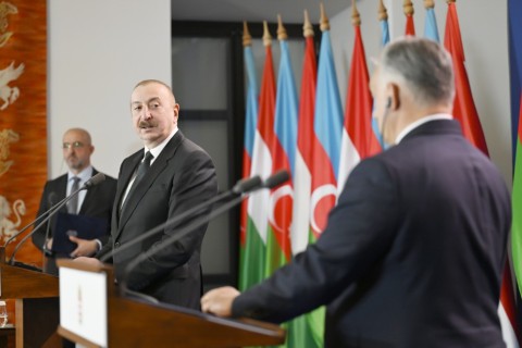 lham Aliyev azeri elnök és Orbán Viktor miniszterelnök közös sajtónyilatkozatot tartottak Budapesten
