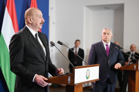 lham Aliyev azeri elnök és Orbán Viktor miniszterelnök közös sajtónyilatkozatot tartottak Budapesten