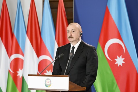 lham Aliyev azeri elnök és Orbán Viktor miniszterelnök közös sajtónyilatkozatot tartottak Budapesten